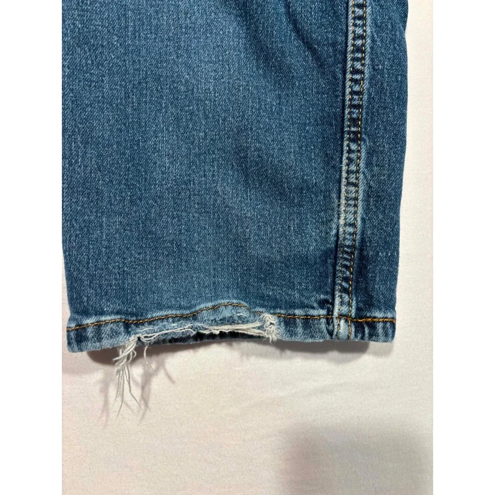Levis 505 Regular Fit Straight Leg Jeans Mens 36x34 Blue Distressed Denim